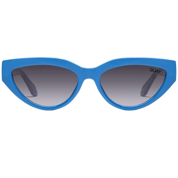 QUAY Narrow Down Sunglasses Polarized Cobalt Blue Frame Smoke Gradient Lens NWT - Picture 2 of 8
